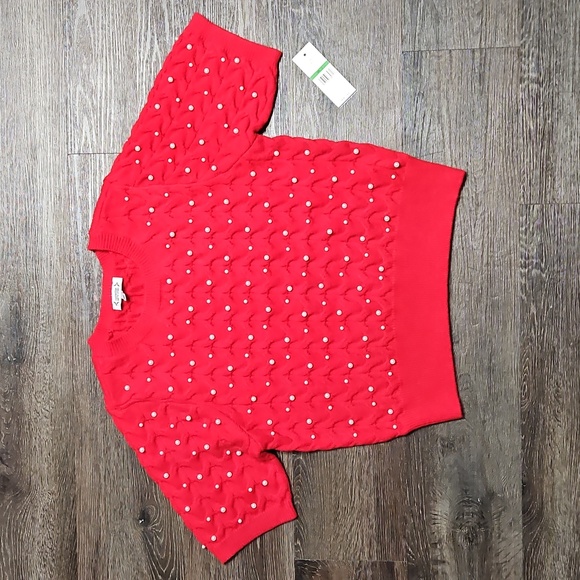 Nanette Lepore Sweaters - Nanette Lepore Women's Pearl Knit Red Crew Neck Sweater Large